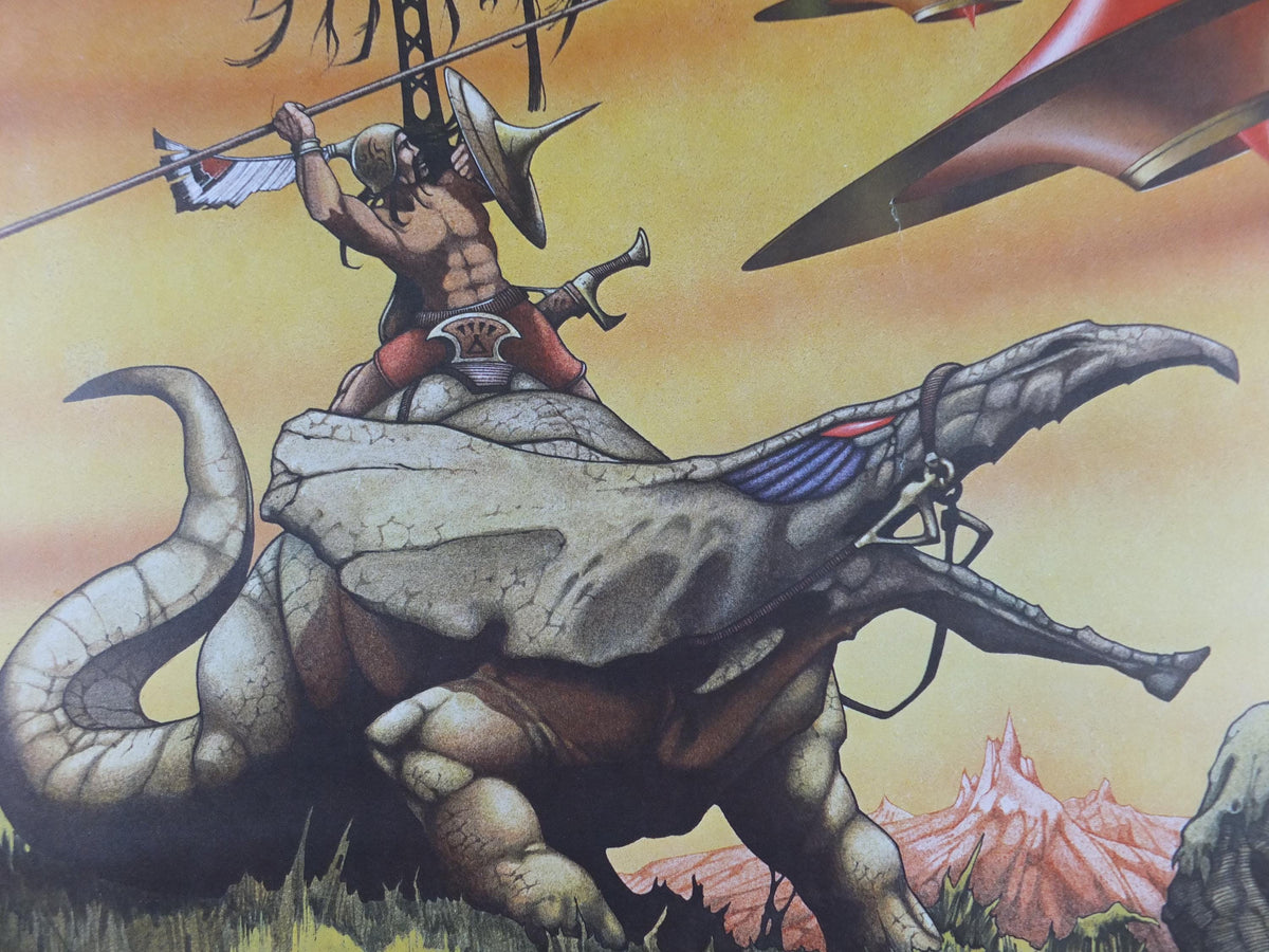 1977 signed Rodney Matthews Poster, Out of an Amber Sky, GA70 epic scifi adventure quest art, Big O Posters, fantasy wall art decor