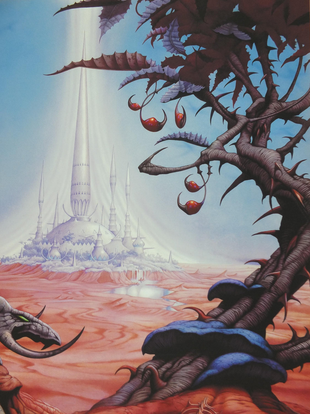 signed 2007 Magnum Chase the Dragon Poster, signed by Rodney Matthews, epic adventure quest art, triceratops dinosaur, scifi wall art decor
