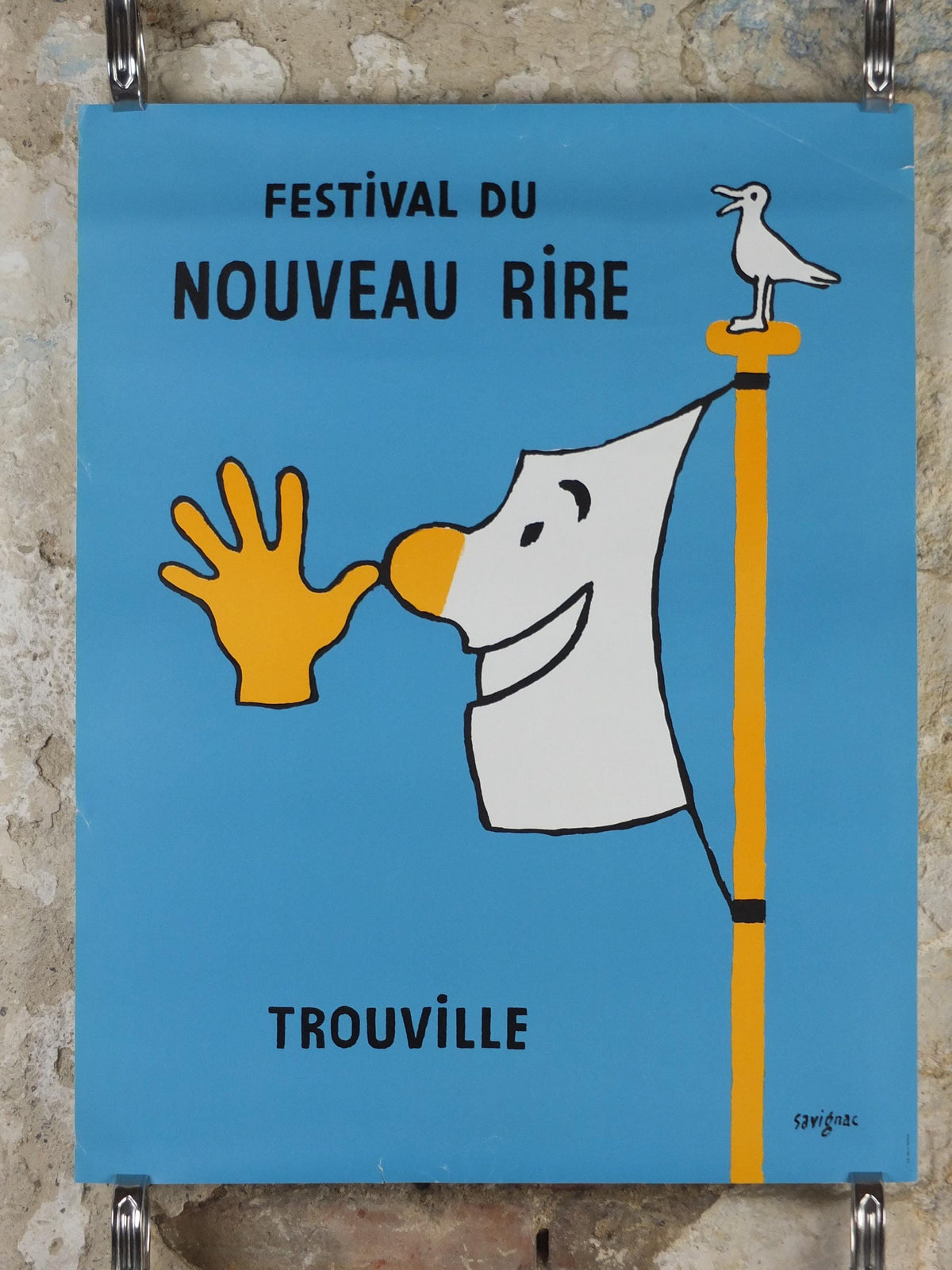 1990 Festival du Nouveau Rire Poster, by Raymond Savignac, Festival of New Laughter & Joy, Trouville, Flag razzing, Festival wall art decor
