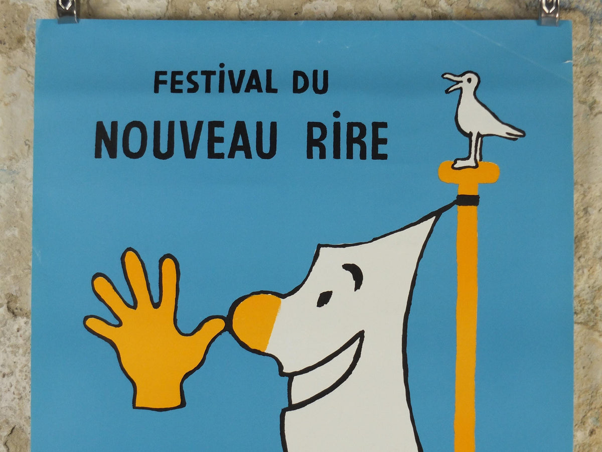 1990 Festival du Nouveau Rire Poster, by Raymond Savignac, Festival of New Laughter & Joy, Trouville, Flag razzing, Festival wall art decor