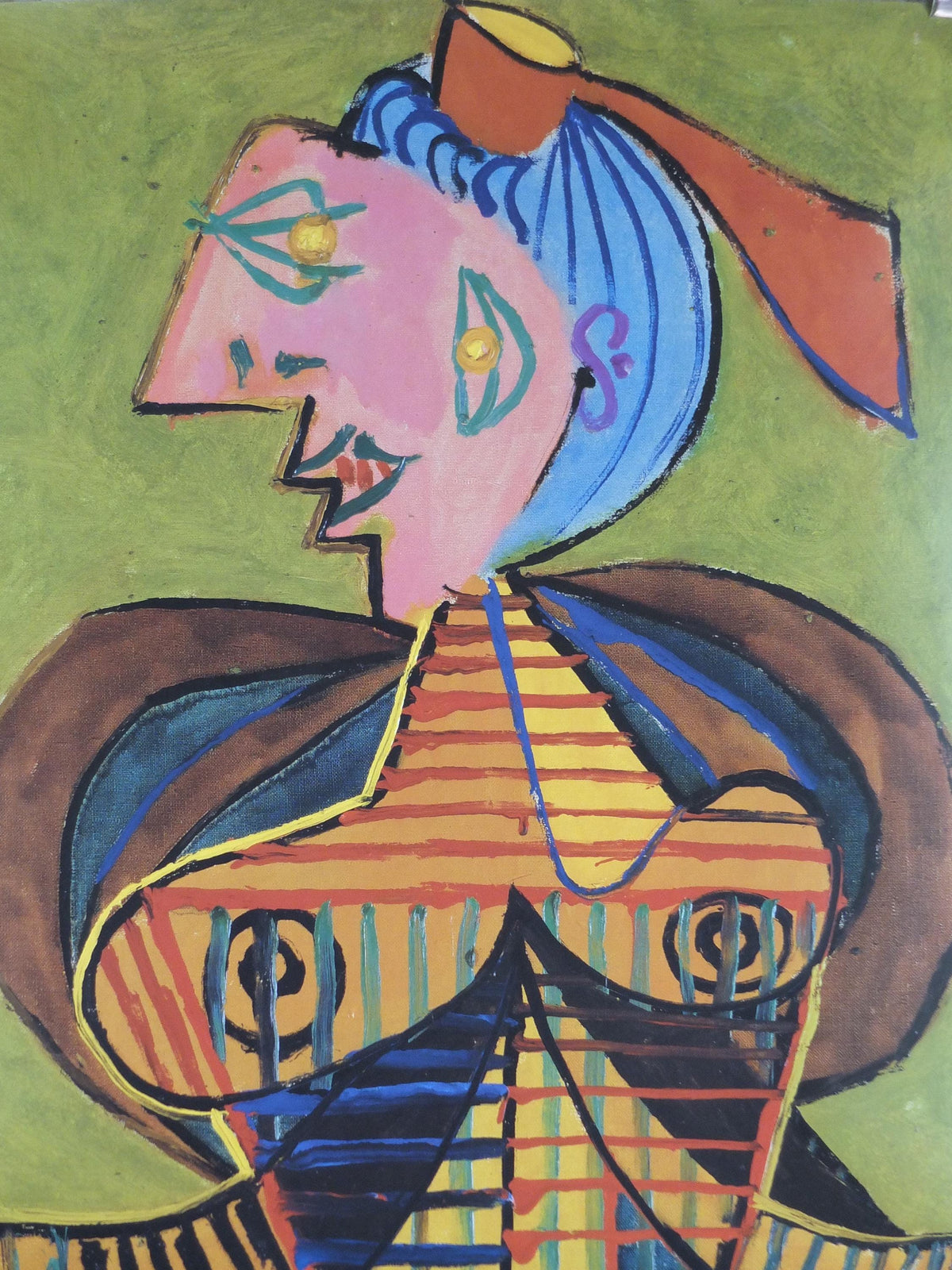 2004 Pablo Picasso Poster, Woman with hair like Aries on a green background 1937, Arken, Denmark, artist gallery exhibition, wall art decor