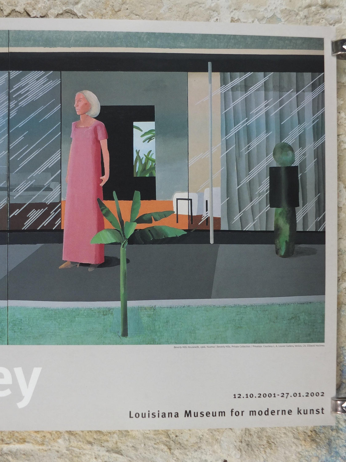 2001 David Hockney Poster, Beverly Hills Housewife 1966, Louisiana Museum of Modern Art, Pop Art, gallery exhibition wall art decor