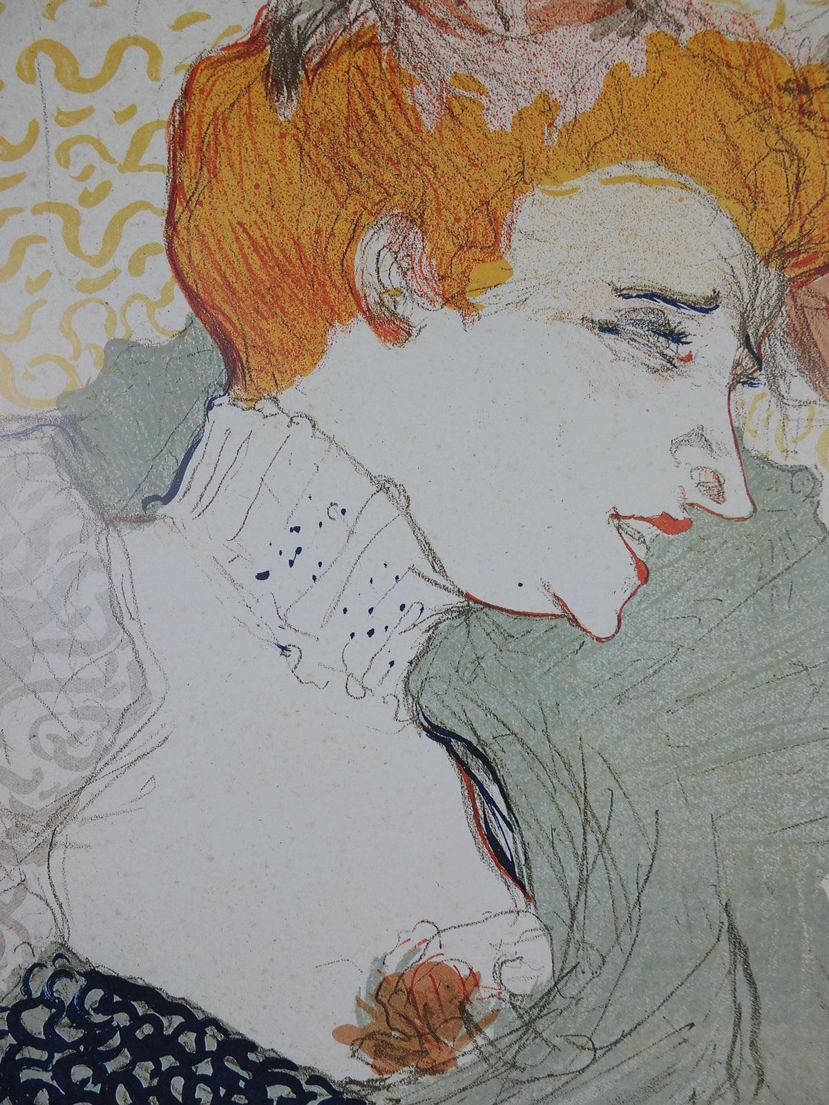 1995 Henri Toulouse-Lautrec Poster, Portrait Bust of Mademoiselle Marcelle Lender, Art Nouveau, gallery exhibition, wall art decor