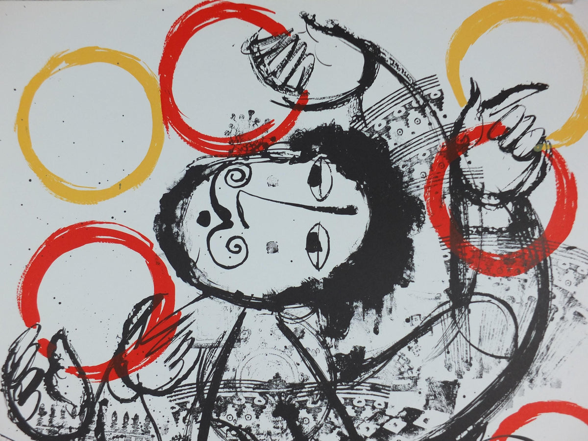 1966 Bjørn Wiinblad Poster, The Chuckle Brothers, Fratelli Spassosi, Juggling and Italian Performing Arts, theatre wall art decor