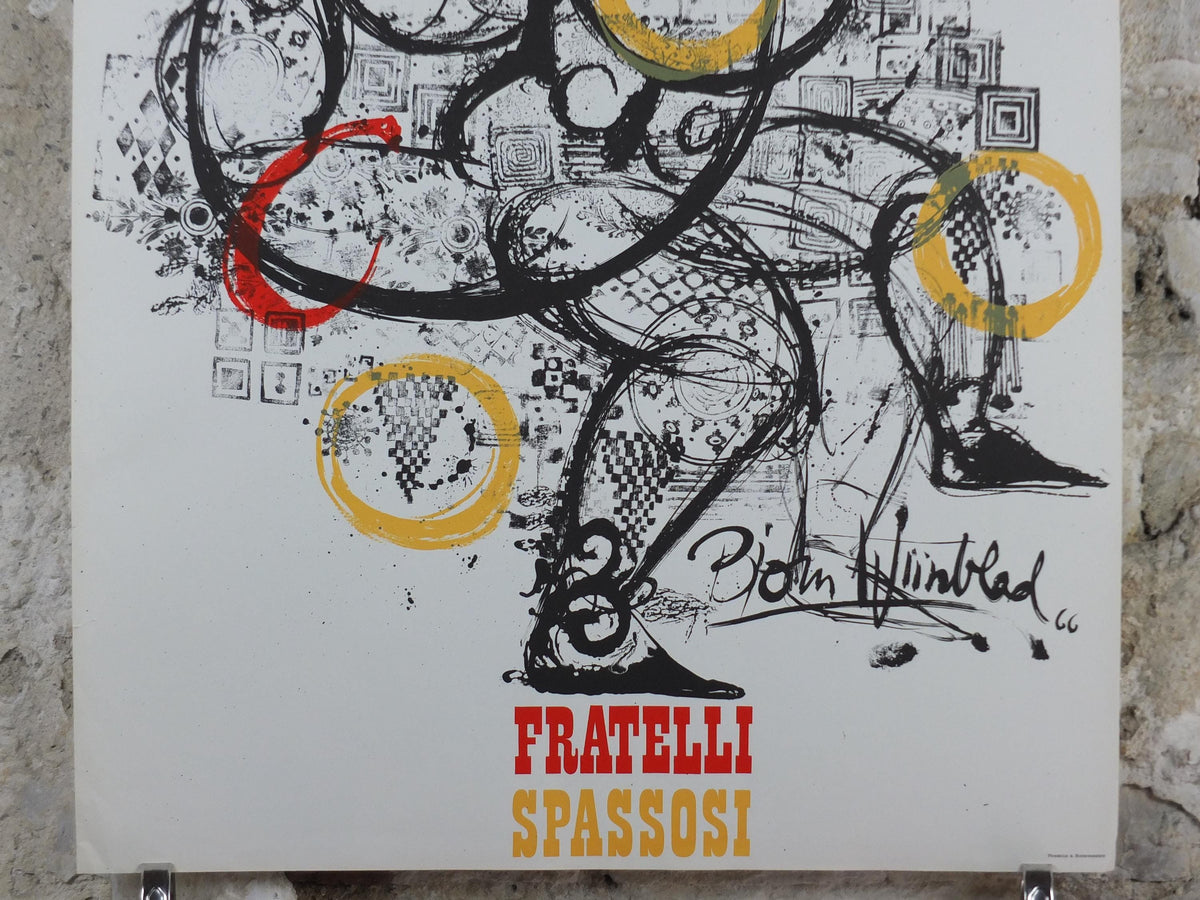 1966 Bjørn Wiinblad Poster, The Chuckle Brothers, Fratelli Spassosi, Juggling and Italian Performing Arts, theatre wall art decor