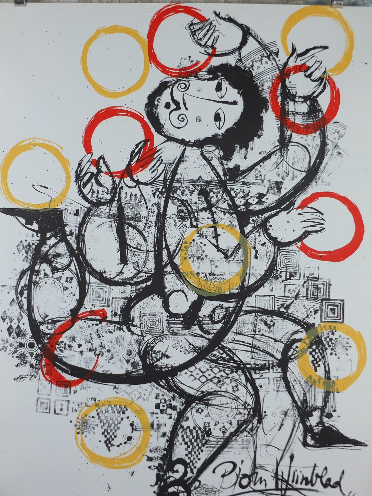 1966 Bjørn Wiinblad Poster, The Chuckle Brothers, Fratelli Spassosi, Juggling and Italian Performing Arts, theatre wall art decor