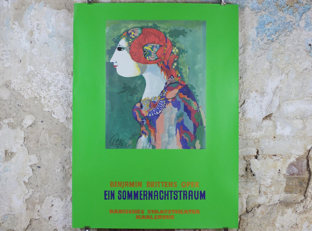 1982 Bjørn Wiinblad Poster, A Midsummer Night's Dream, Titania the Fairy Queen, William Shakespeare, Ein Sommernachtstraum, wall art decor