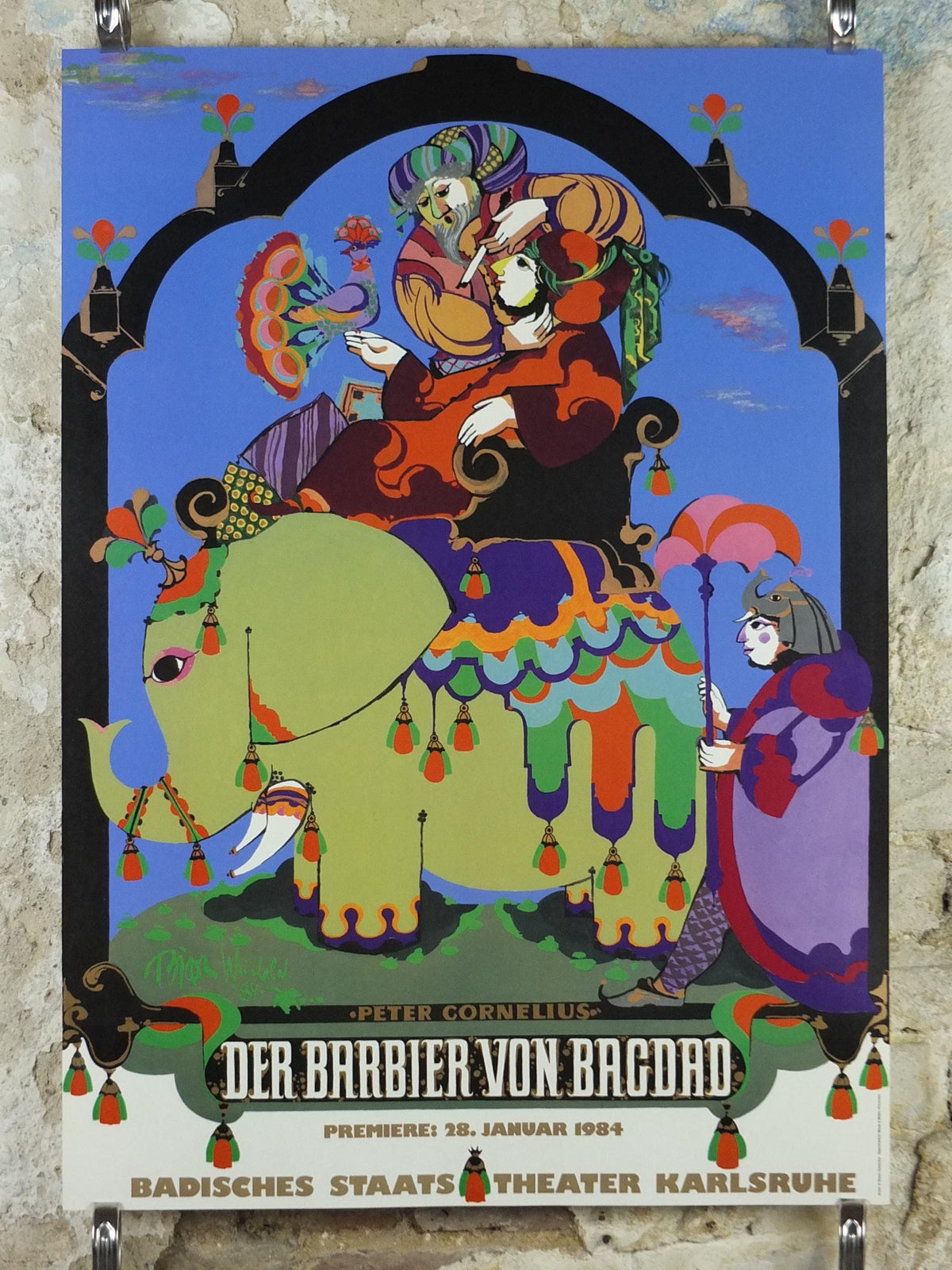 1984 Bjørn Wiinblad Poster, The Barber of Baghdad, Der Barbier von Bagdad, Peter Cornelius Badisches Staatstheater Karlsruhe, wall art decor