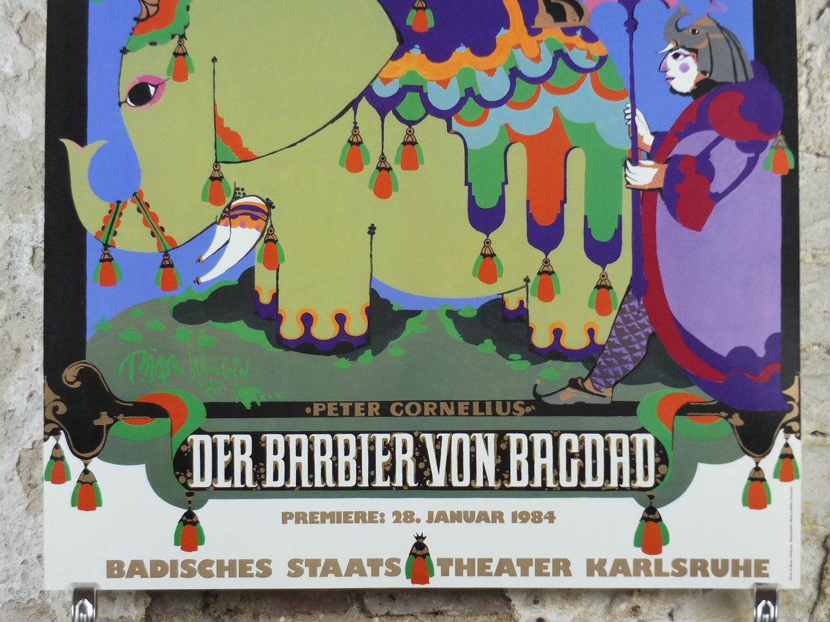 1984 Bjørn Wiinblad Poster, The Barber of Baghdad, Der Barbier von Bagdad, Peter Cornelius Badisches Staatstheater Karlsruhe, wall art decor