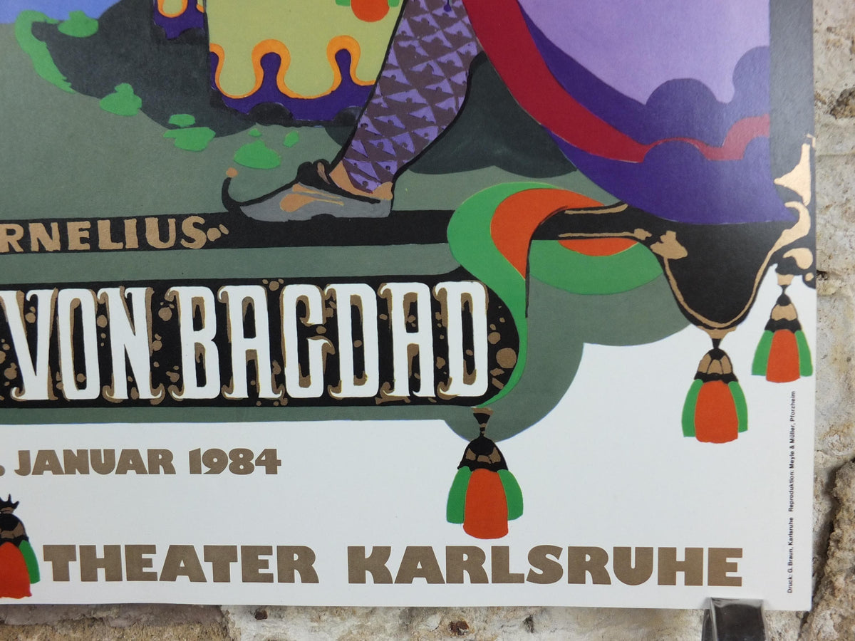 1984 Bjørn Wiinblad Poster, The Barber of Baghdad, Der Barbier von Bagdad, Peter Cornelius Badisches Staatstheater Karlsruhe, wall art decor