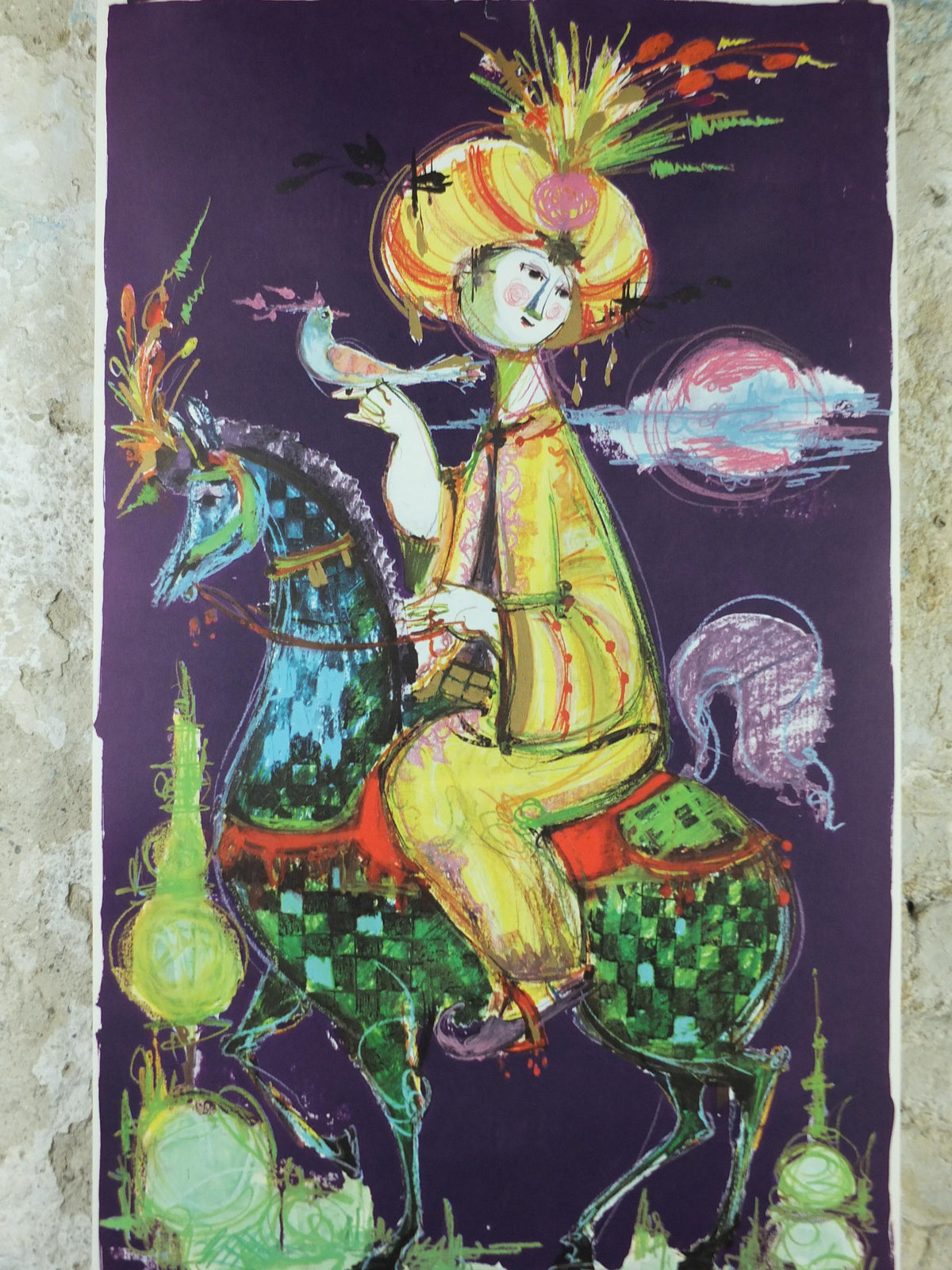 1961 Bjørn Wiinblad Poster, 1001 Arabian Nights, The Story of the Three Sisters, Shahryar & Scheherazade Middle Eastern tales wall art decor