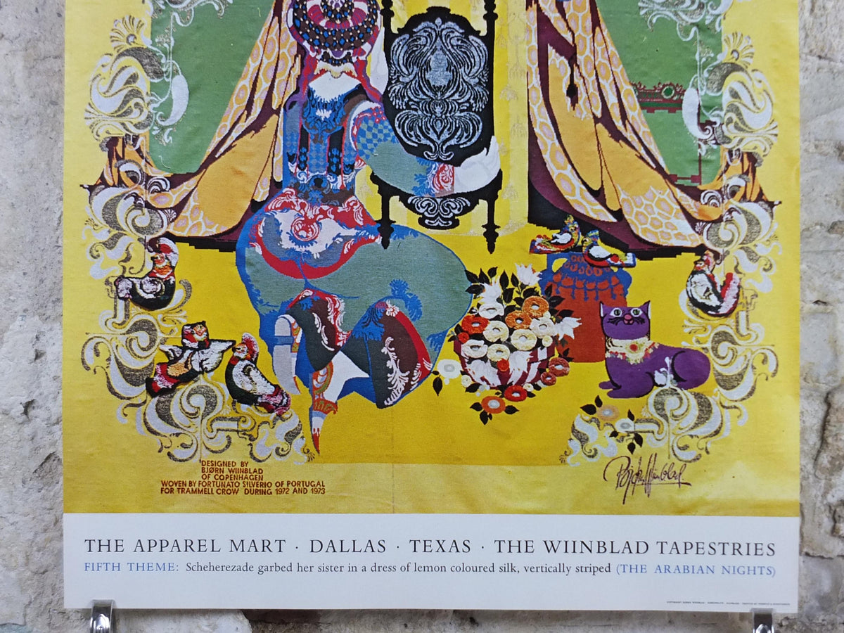 1972 Bjørn Wiinblad Tapestries Poster, 1001 Arabian Nights, Story of Three Sisters, Shahryar & Scheherazade Middle Eastern, wall art decor