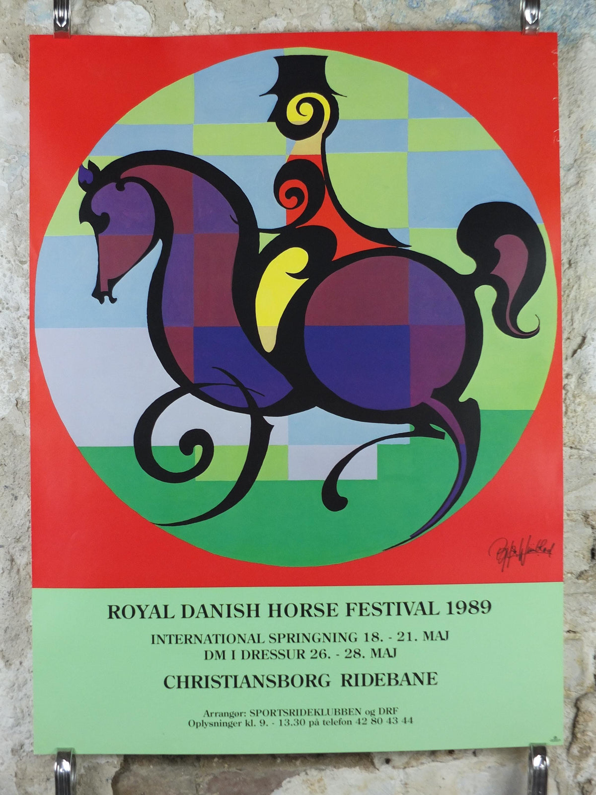 1989 Bjørn Wiinblad Poster, Royal Danish Horse Festival, at Christiansborg Ridebane, Dressage and Equestrian, Hest, wall art decor