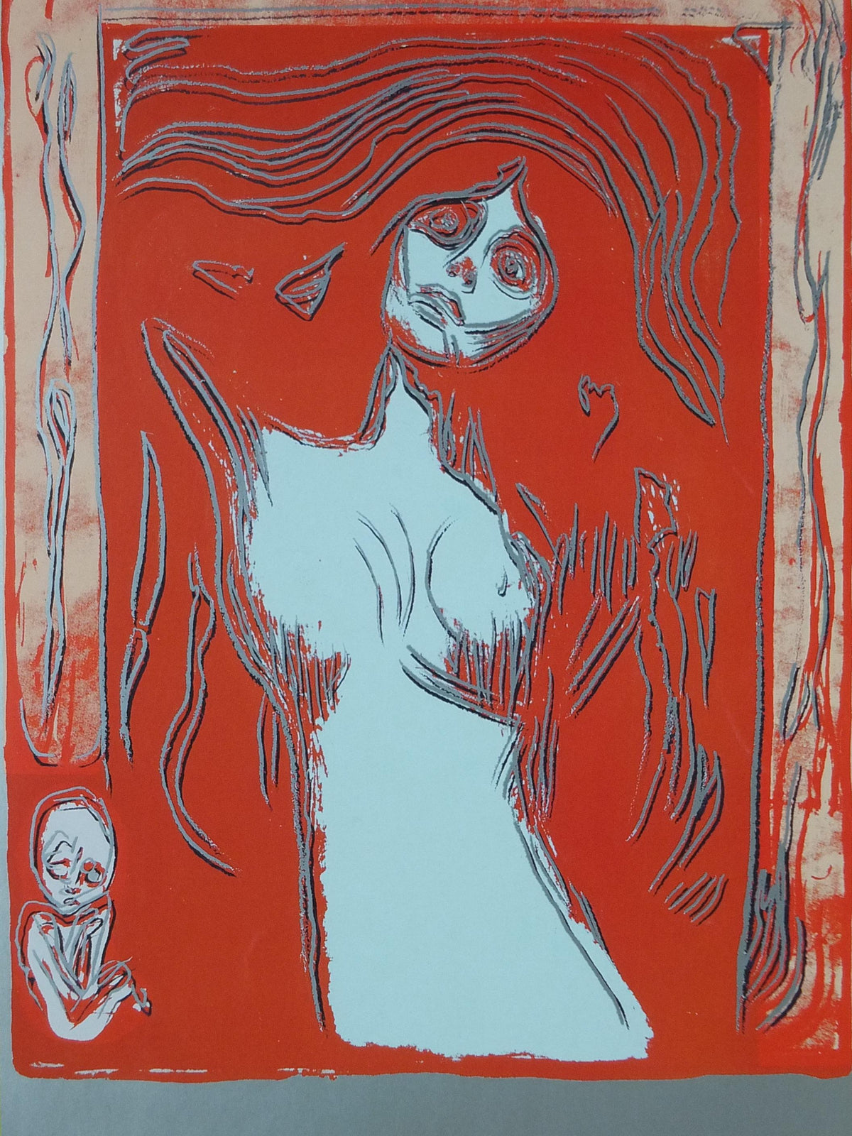 2010 Andy Warhol Poster, Madonna & Self Portrait with Skeleton's Arm (after Munch) 1984, Pop Art, Expressionism, gallery wall art decor