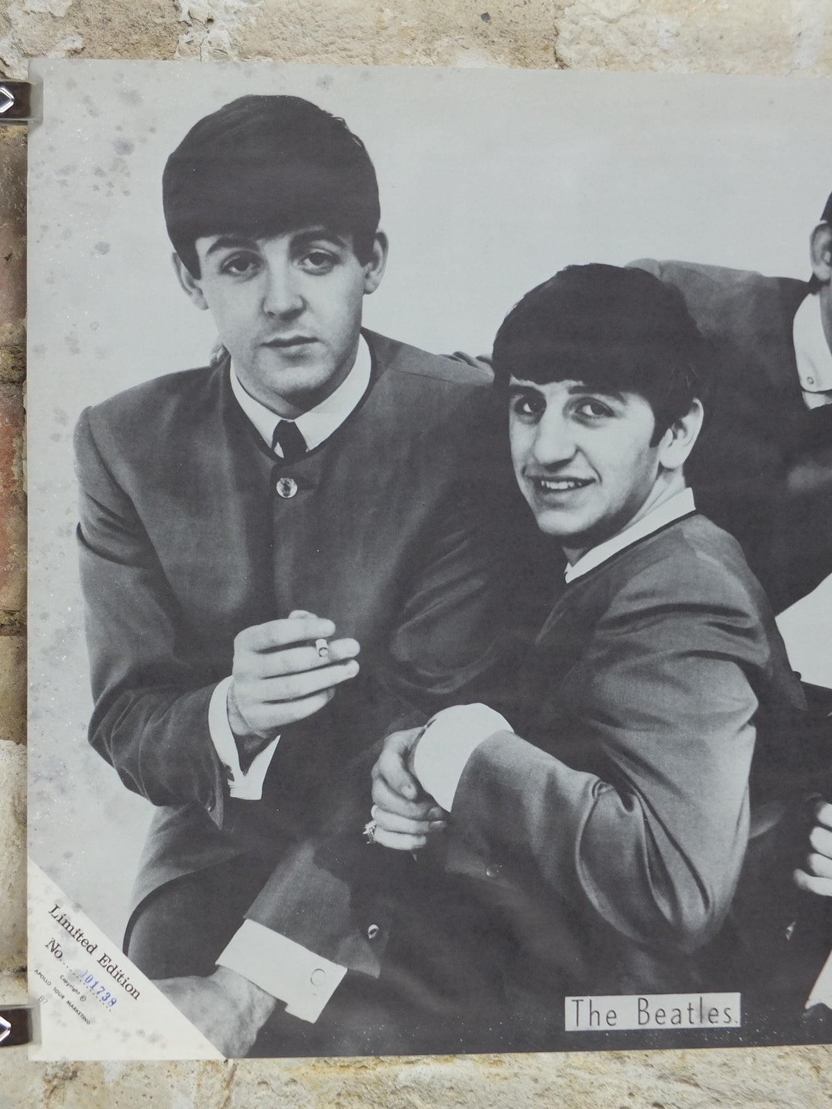 1960s Beatles Poster, Limited Edition, Topstar Portraits, Lennon Harrison McCartney Starr Apollo Marketing, edge foxing music wall art decor