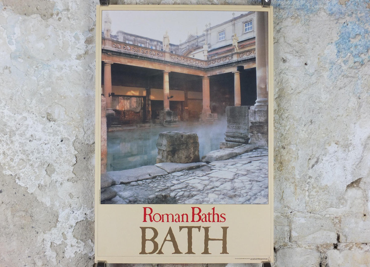 1970s Bath Travel Poster, Roman Baths, Tourist Information Centre, Avon, Somerset, England, United Kingdom, travel wall art decor