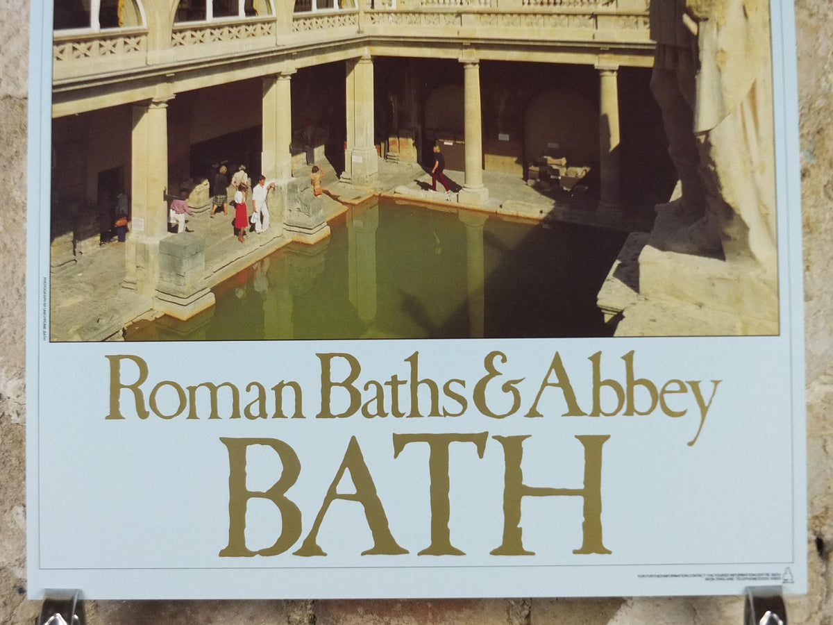 1970s Bath Travel Poster, Roman Baths & Abbey, Tourist Information Centre, Avon, Somerset, England, United Kingdom, travel wall art decor