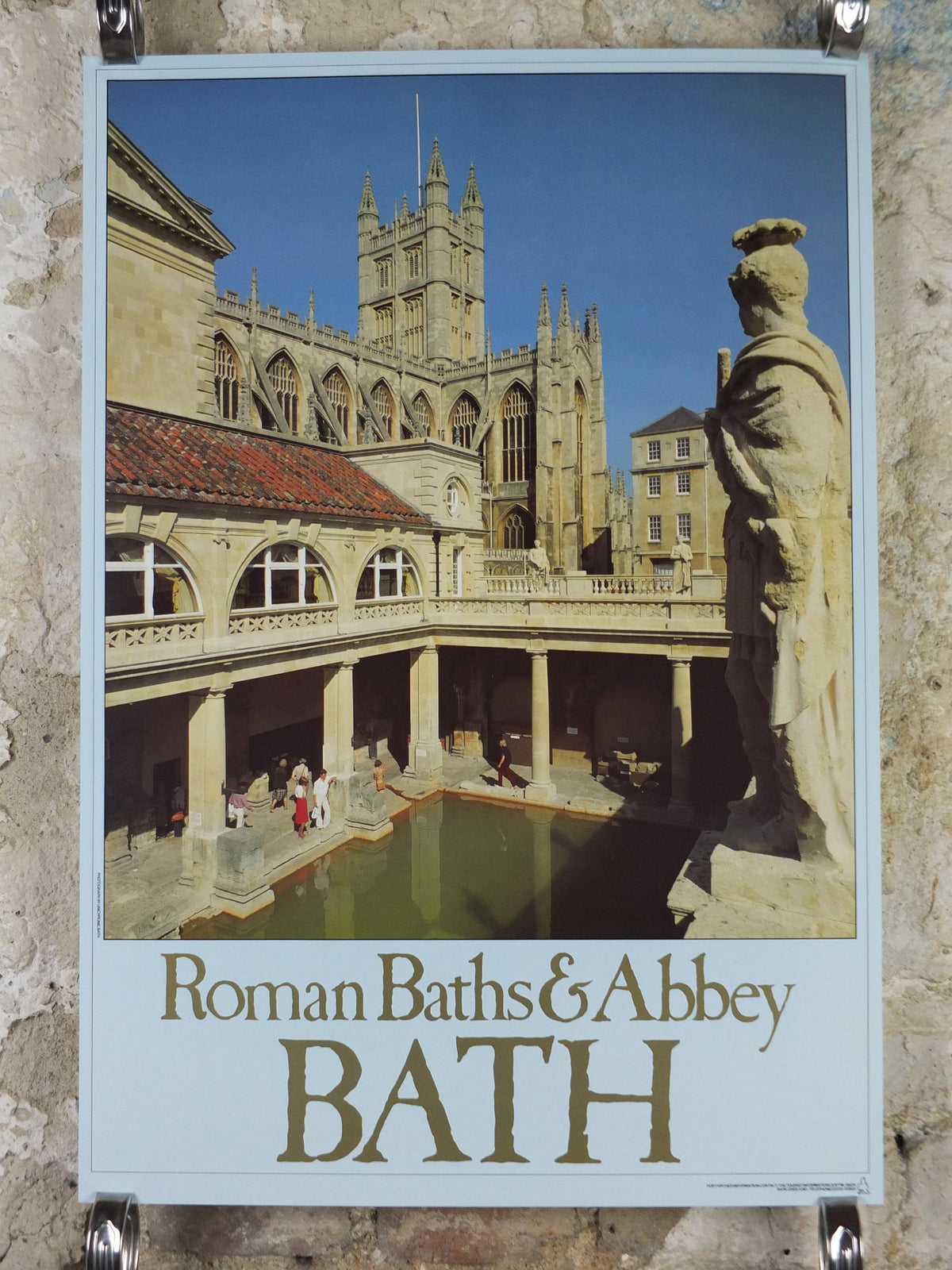 1970s Bath Travel Poster, Roman Baths & Abbey, Tourist Information Centre, Avon, Somerset, England, United Kingdom, travel wall art decor