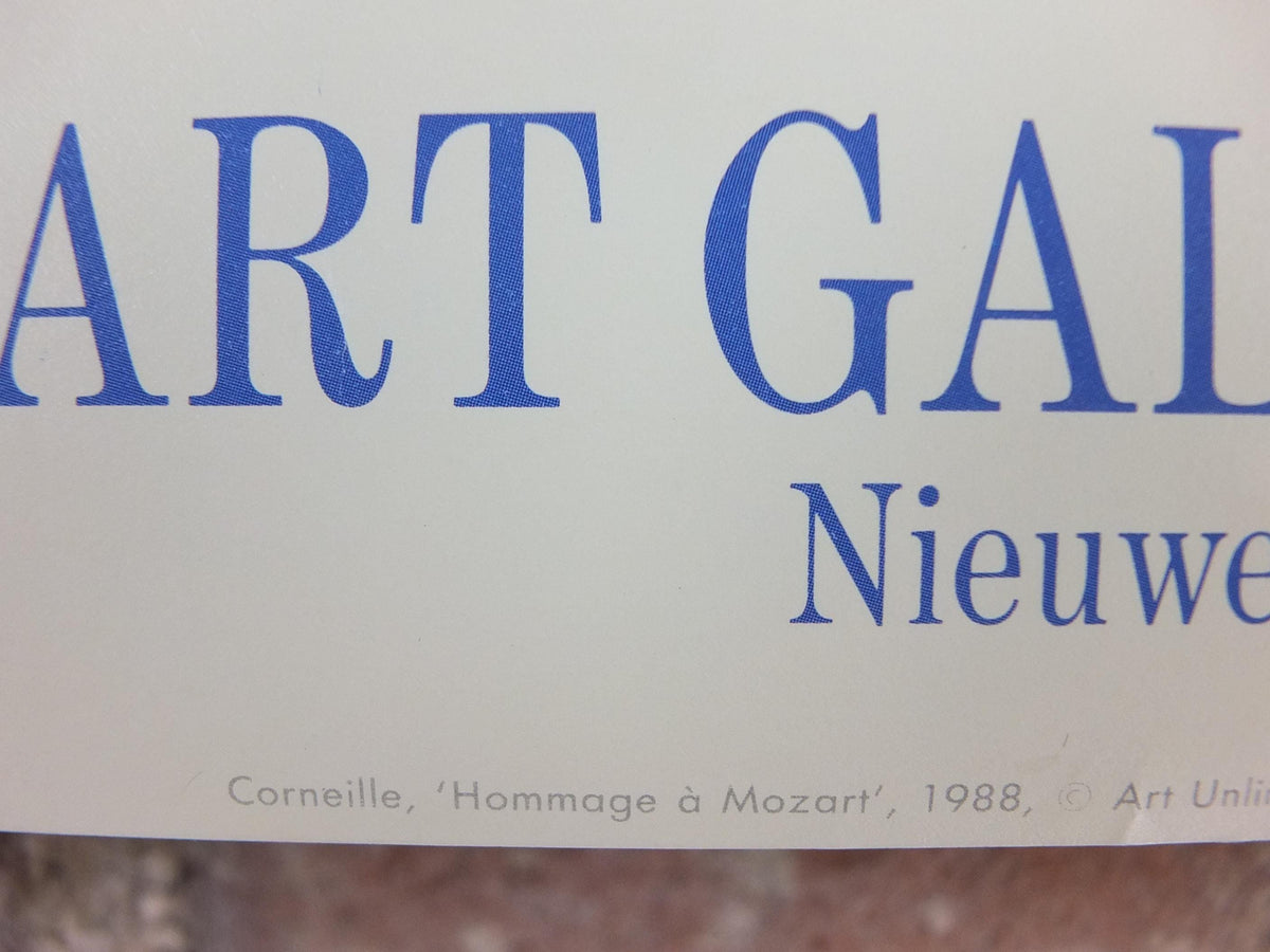 1988 Corneille Poster, Homage to Mozart, Cobra Group, Reflex Movement, Guillaume Beverloo, artist gallery exhibition, wall art decor