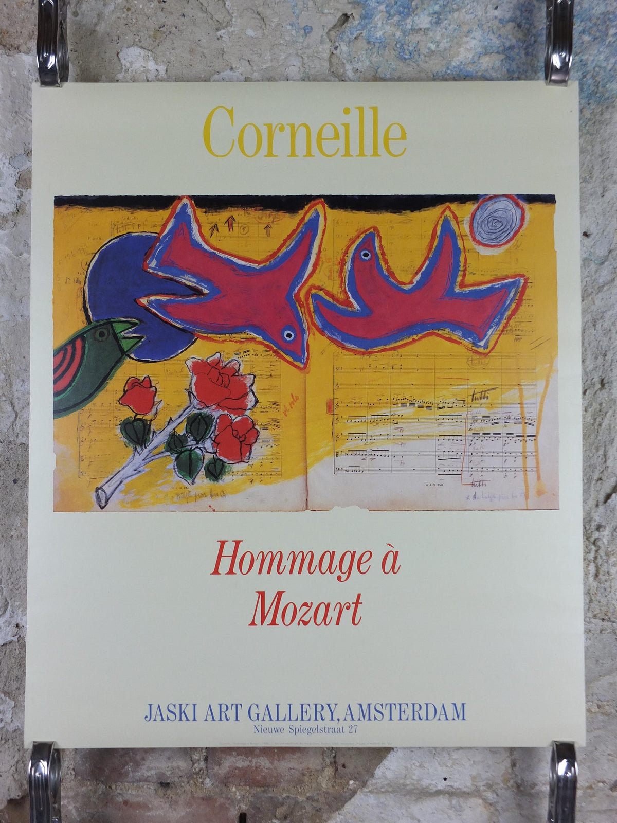 1988 Corneille Poster, Homage to Mozart, Cobra Group, Reflex Movement, Guillaume Beverloo, artist gallery exhibition, wall art decor