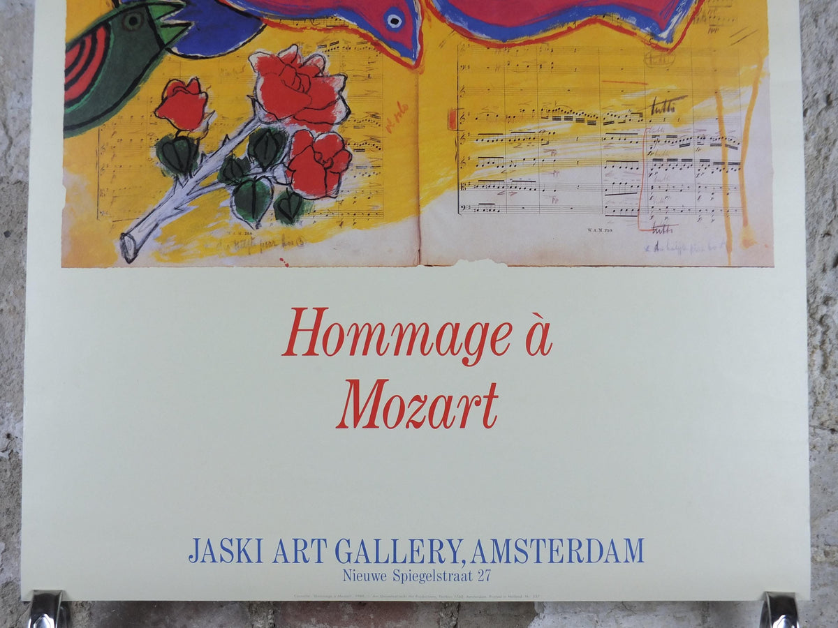 1988 Corneille Poster, Homage to Mozart, Cobra Group, Reflex Movement, Guillaume Beverloo, artist gallery exhibition, wall art decor