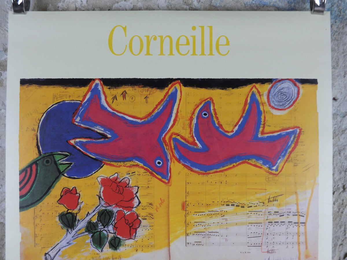 1988 Corneille Poster, Homage to Mozart, Cobra Group, Reflex Movement, Guillaume Beverloo, artist gallery exhibition, wall art decor