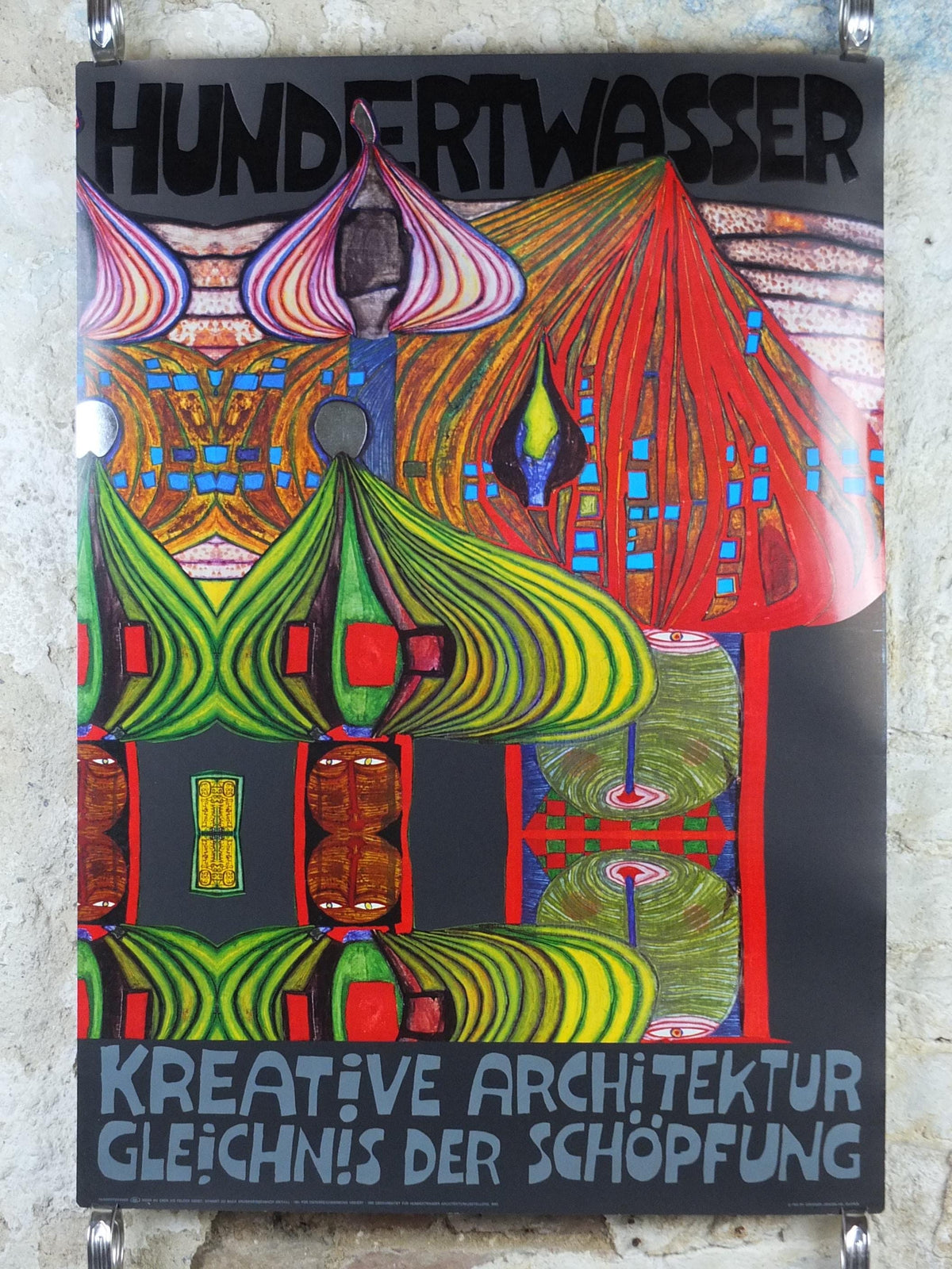 1992 Friedensreich Hundertwasser Poster, Creative Architecture in Harmony with Nature, Kreative Architektur - Gleichnis der Schöpfung, wall art decor