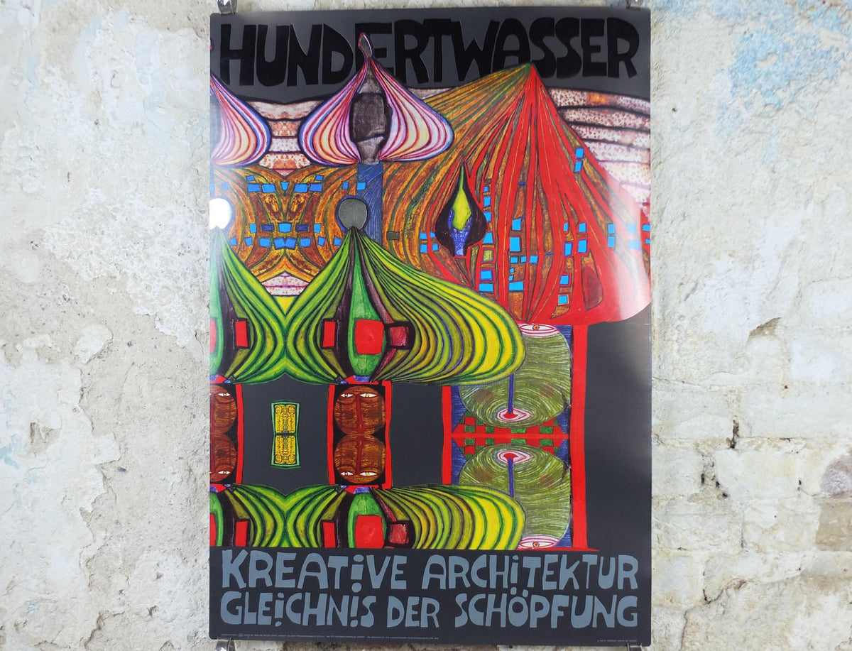 1992 Friedensreich Hundertwasser Poster, Creative Architecture in Harmony with Nature, Kreative Architektur Gleichnis der Schöpfung wall art