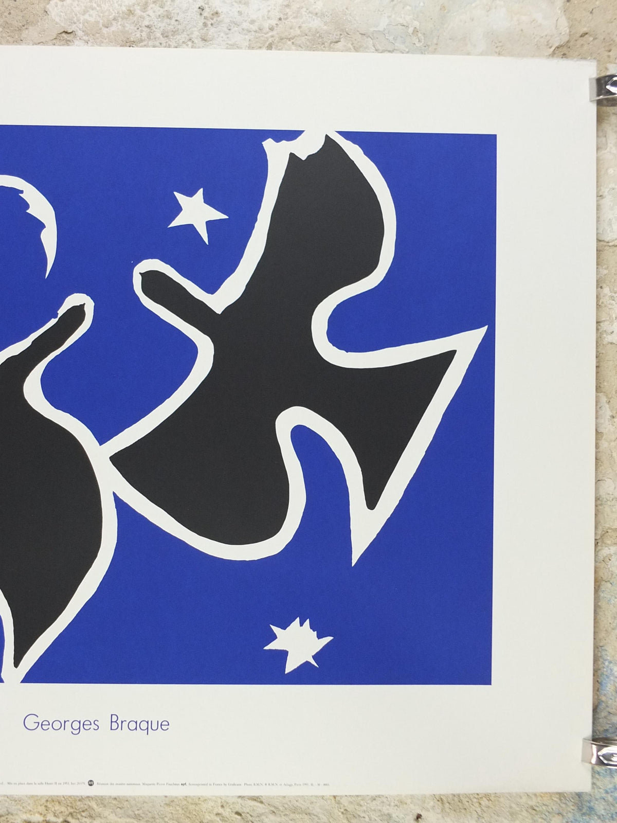 1991 Georges Braque Poster, The Birds, Les Oiseaux from 1953, The Louvre, Cubism, Fauvism, artist gallery exhibition, wall art decor