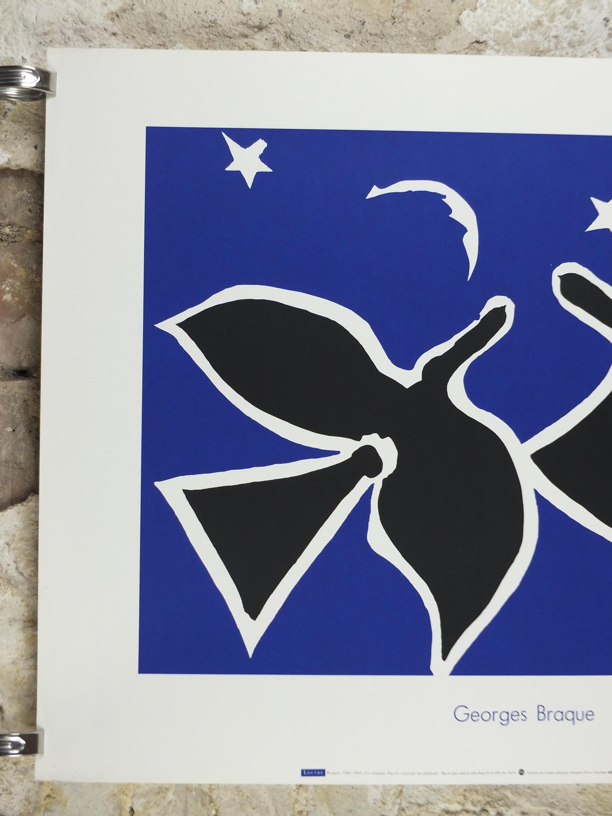 1991 Georges Braque Poster, The Birds, Les Oiseaux from 1953, The Louvre, Cubism, Fauvism, artist gallery exhibition, wall art decor