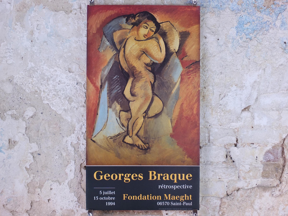 1994 Georges Braque Poster, Grand Nu, Nu deboute from 1908, Fondation Maeght, Cubism, Fauvism, artist gallery exhibition, wall art decor