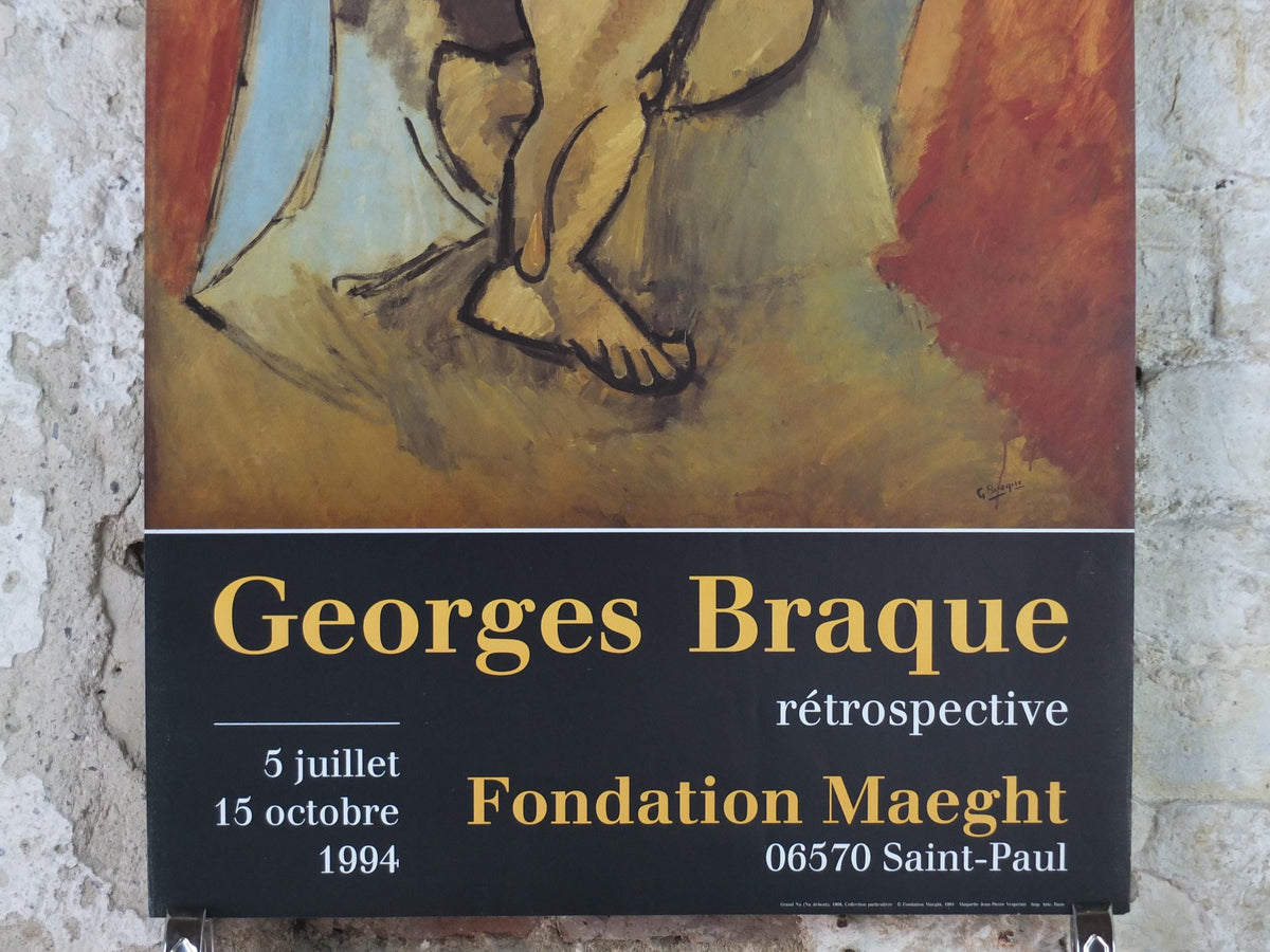 1994 Georges Braque Poster, Grand Nu, Nu deboute from 1908, Fondation Maeght, Cubism, Fauvism, artist gallery exhibition, wall art decor