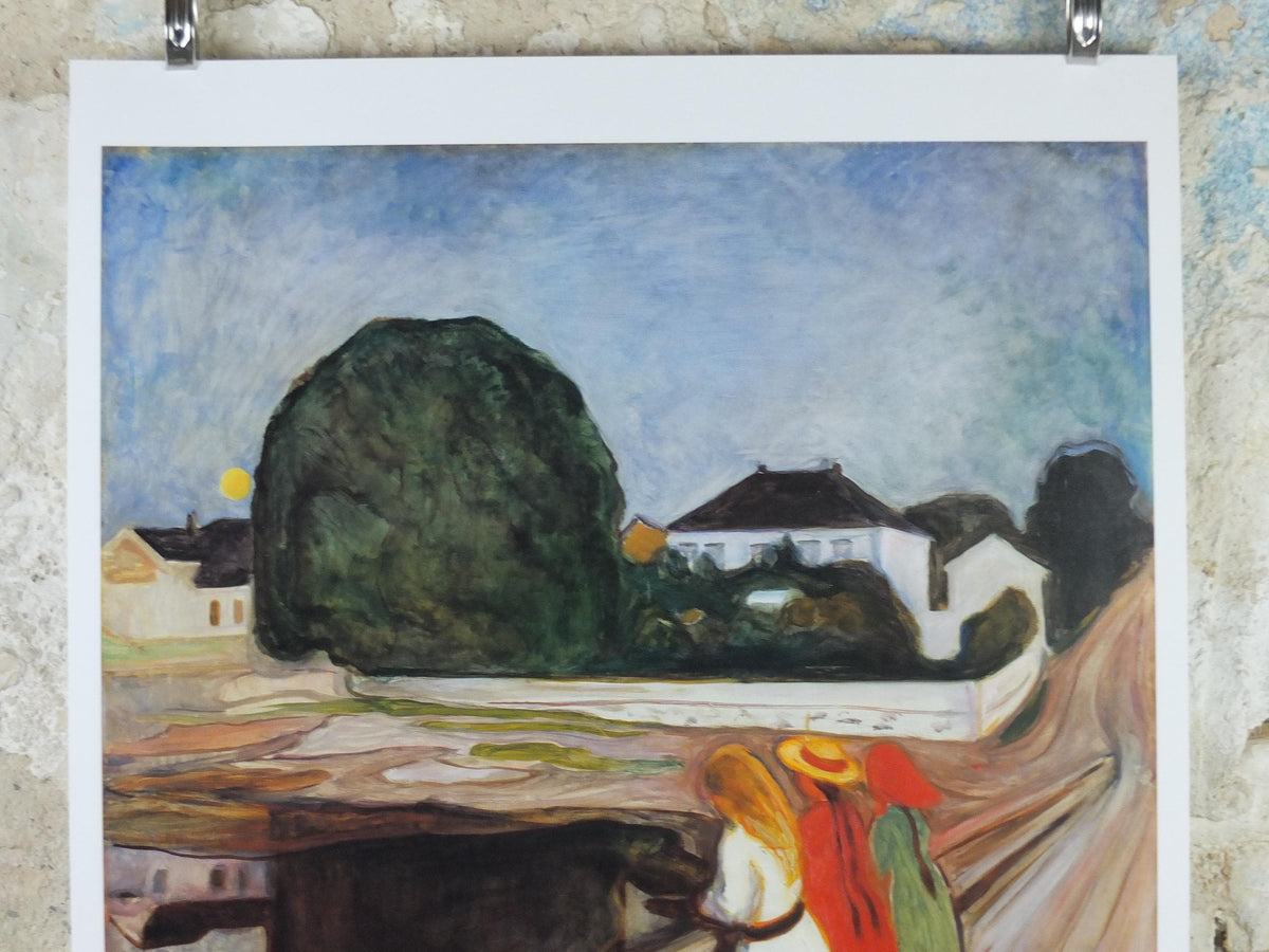 2000 Edvard Munch Poster, The Girls on the Pier 1901, Expressionism, gallery exhibition, wall art decor