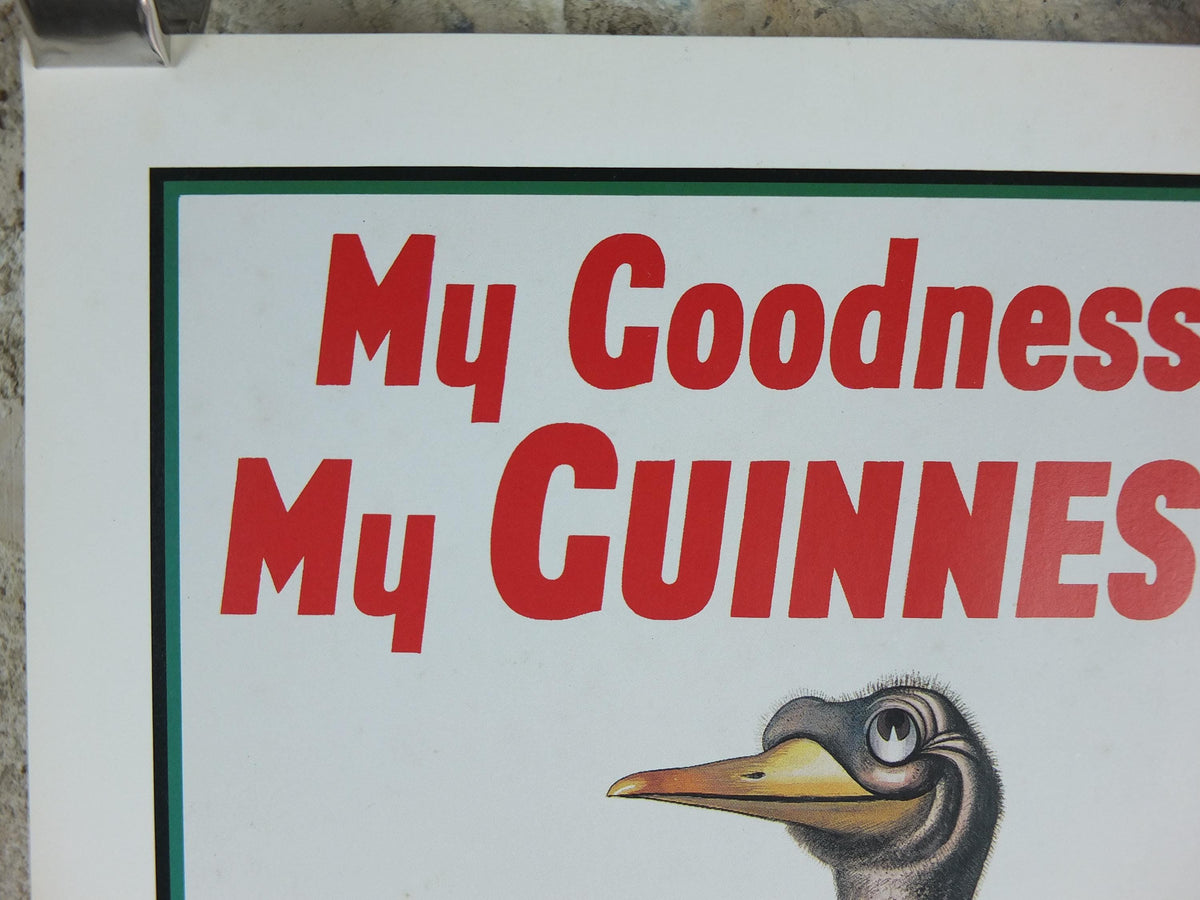1981 John Gilroy Guinness Toucan Poster, Ostrich 1936, Guinness Zookeeper with ostrich who has swallowed his pint, wall art retro decor
