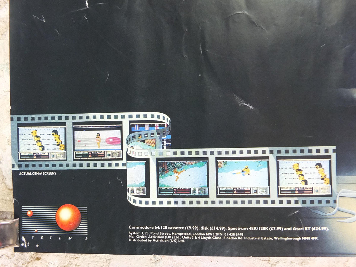 1987 Bangkok Knights Poster, computer game from System 3, Thai boxing, C64 Commodore gaming wall art decor