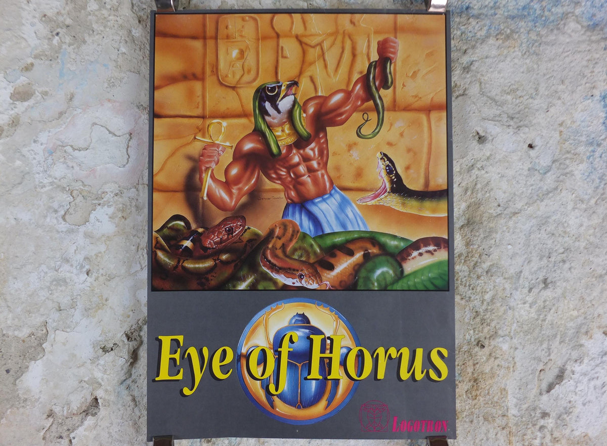 1989 Eye of Horus Poster, Amiga computer game from Fanfare and Logotron, Egyptian Adventure Game, gaming wall art decor