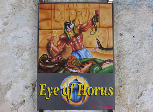 1989 Eye of Horus Poster, Amiga computer game from Fanfare and Logotron, Egyptian Adventure Game, gaming wall art decor