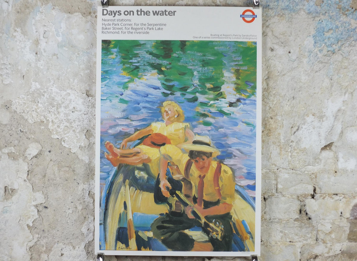 1989 Tube London Underground Poster, Days on the Water, Sandra Fisher, authentic London history, travel history, wall art decor