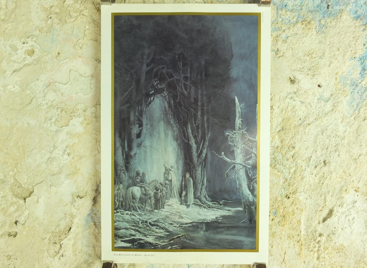 1994 The West Gate of Moria Poster, by Alan Lee, Lord of the Rings, Tolkien Centenary, Fellowship of Ring, illustration print wall art decor