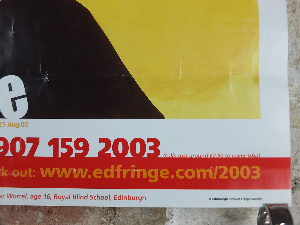 2003 Edinburgh Festival Fringe Poster, Arts Festival, clown entertainer, artwork by Jennifer Worral, wall art decor