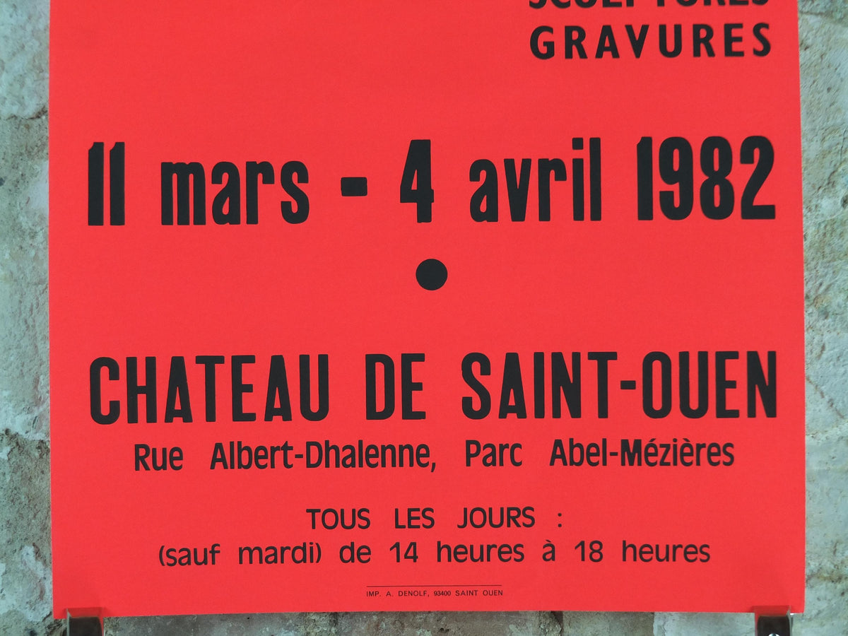 1982 iridescent French red / orange Art Poster, XVIII Salon at Chateau de Saint Ouen, wall art decor