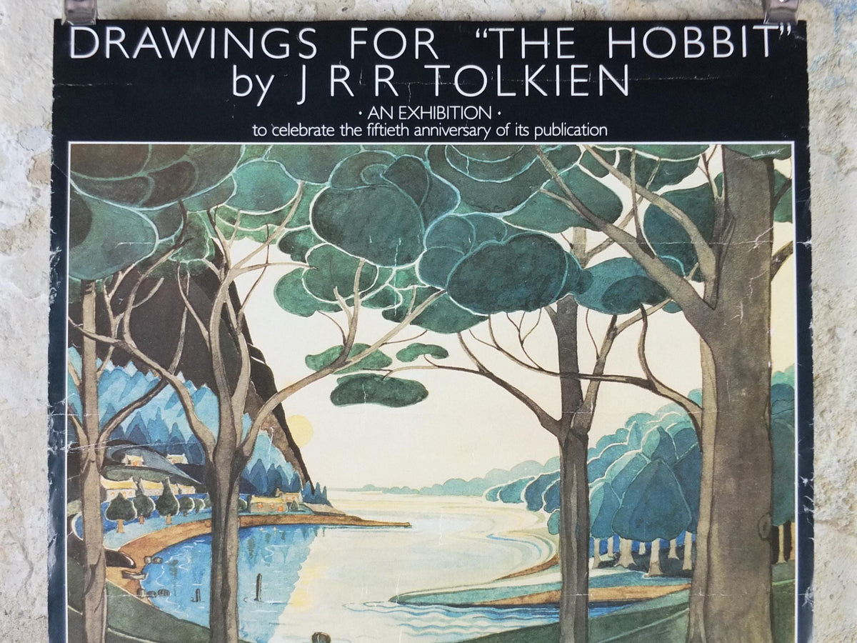 1987 Tolkien Exhibition Poster, The Hobbit, J.R.R. Tolkien, Bodleian Library, Oxford, Middle Earth, fantasy fiction wall art decor