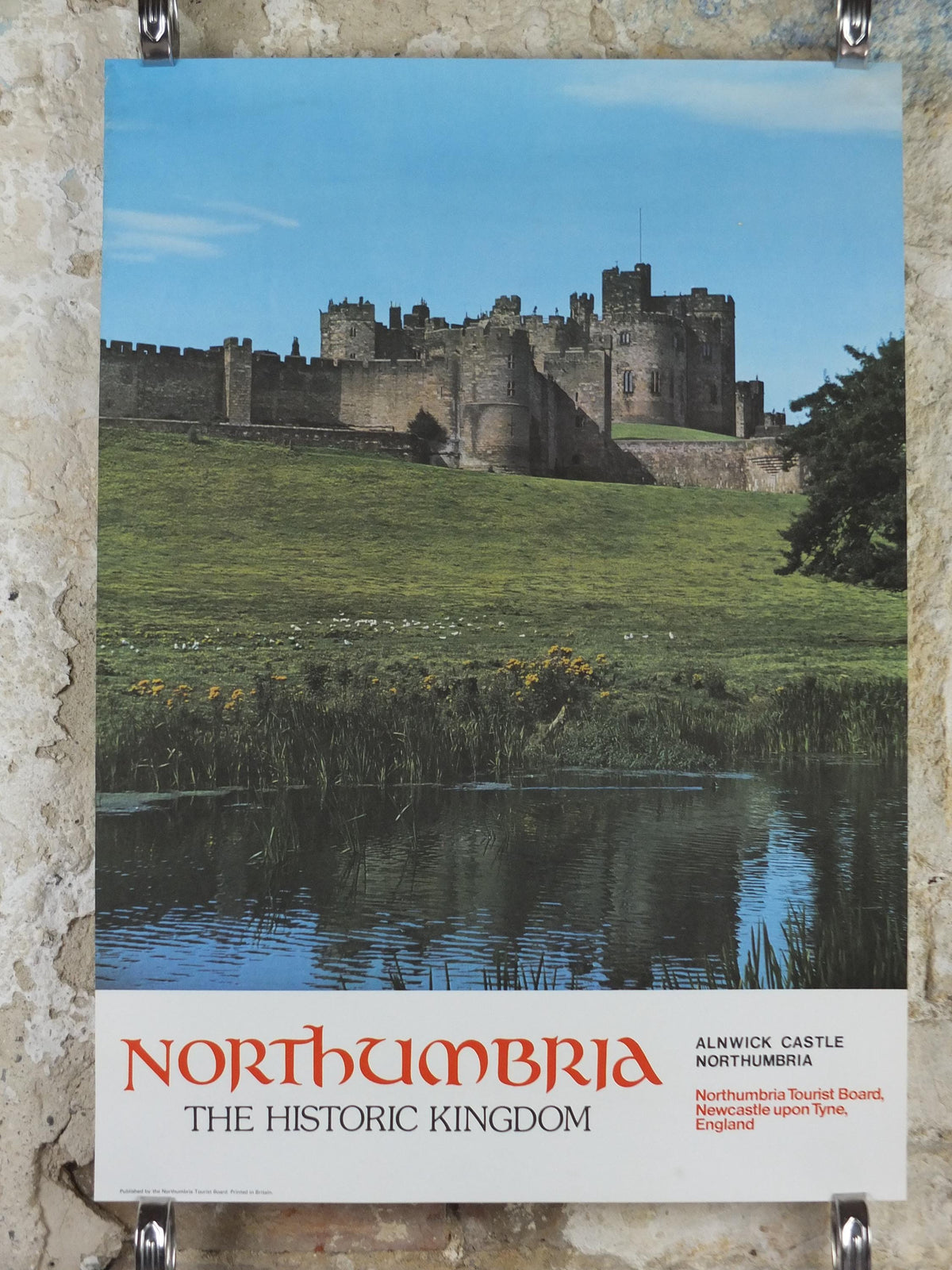 1970s Alnwick Castle Poster, Northumbria, Newcastle Upon Tyne, Northumbria Tourist Board, England, United Kingdom, travel wall art decor