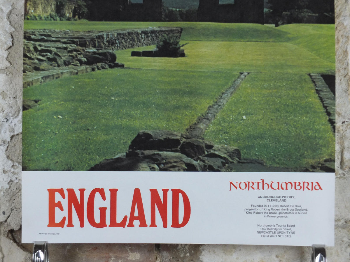 1970s Guisborough Priory Poster, Cleveland, Newcastle Upon Tyne, Northumbria Tourist Board, England, United Kingdom, travel wall art decor
