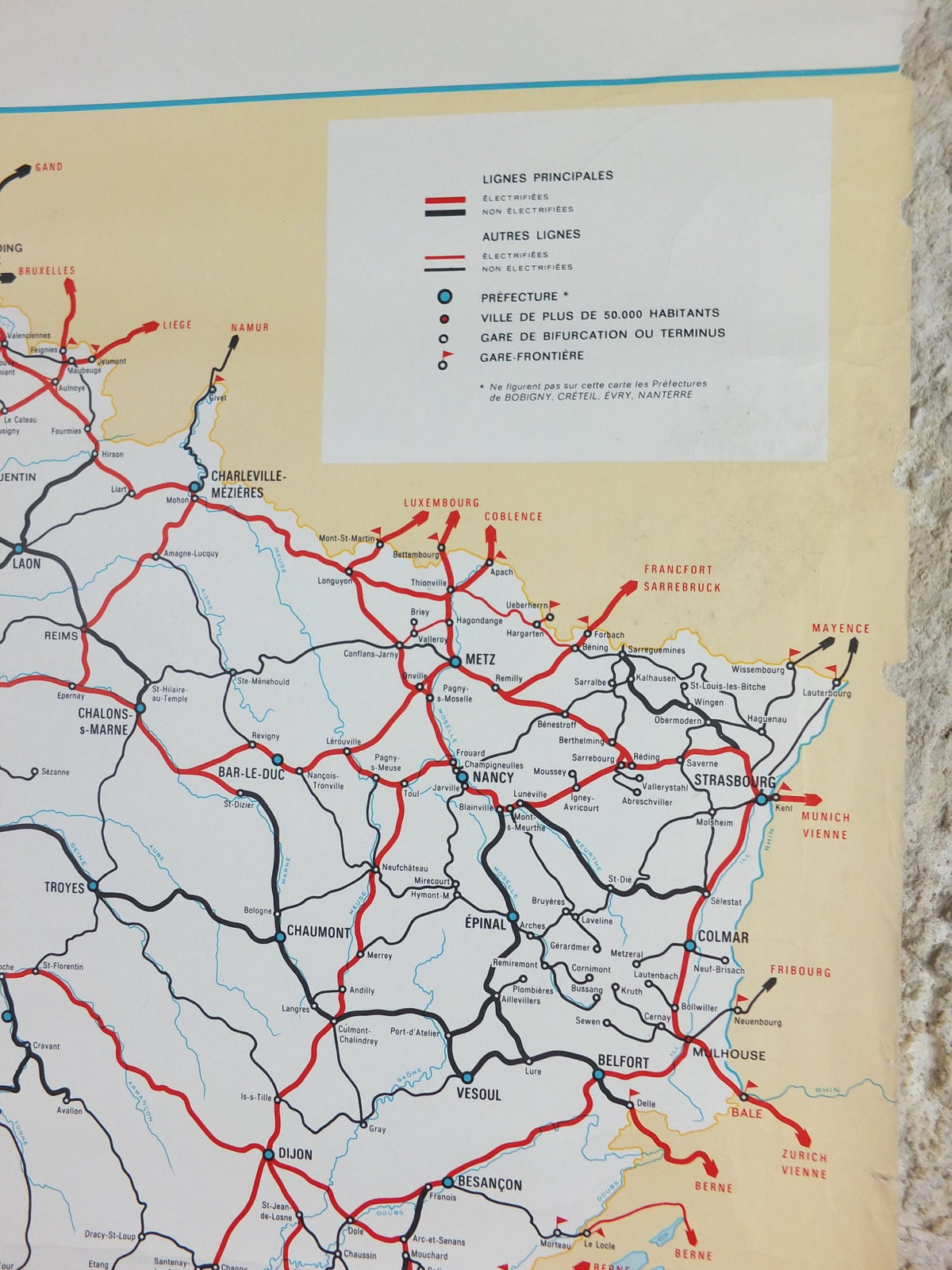 1971 France SNCF Rail Map Poster, French National Railways, Lignes Voyageurs, advertising wall art retro decor