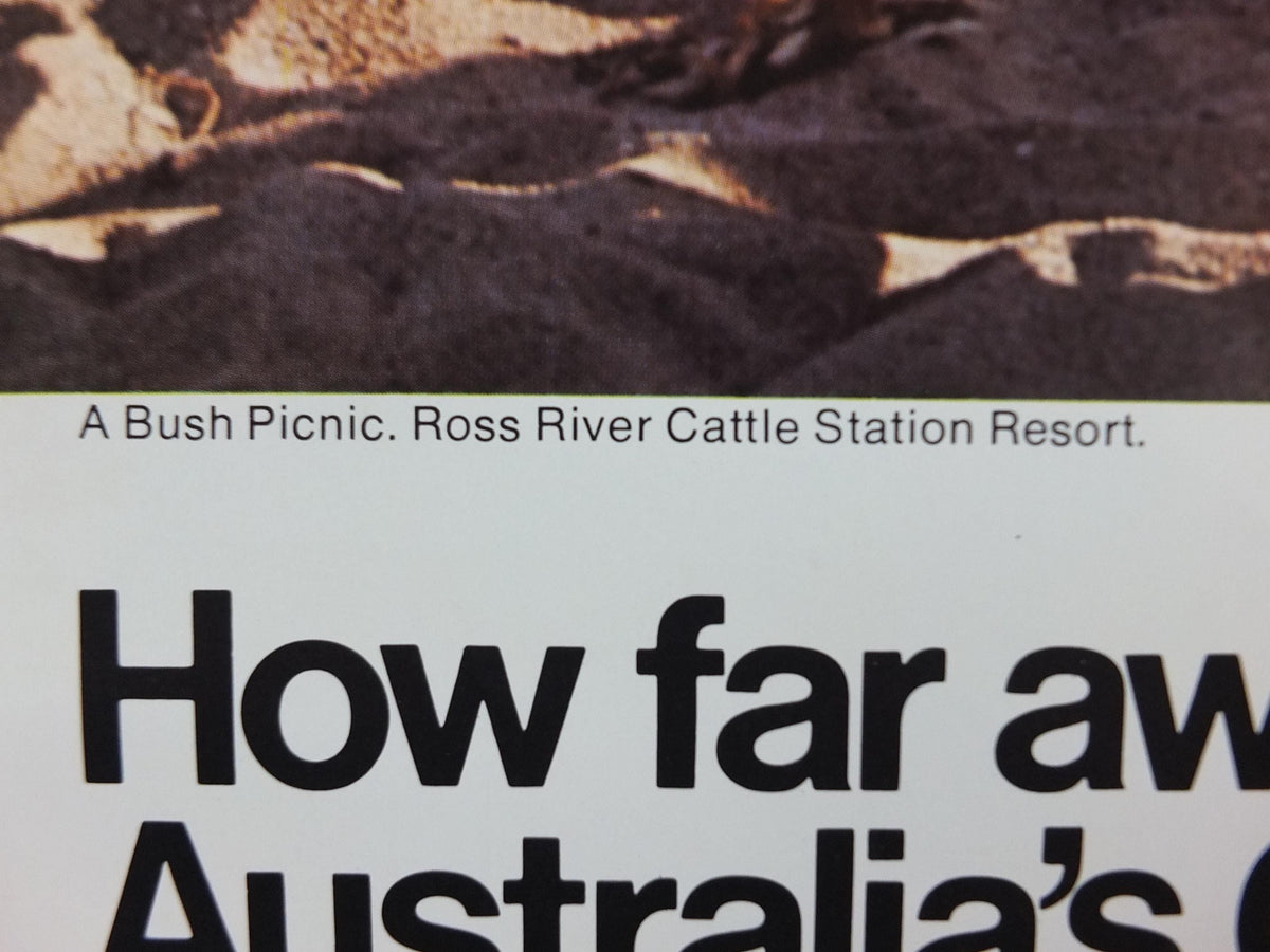 1969 Australia Outback Poster, A bush picnic and BBQ at the Ross River Cattle Station Resort, great outdoors travel & tourism wall art decor