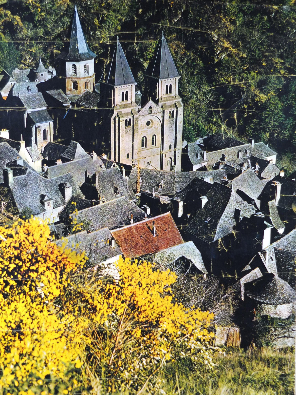 1974 Conques Travel Poster, Occitania Languadoc Roussillon, France, printed by French Government, travel tourism, wall art decor