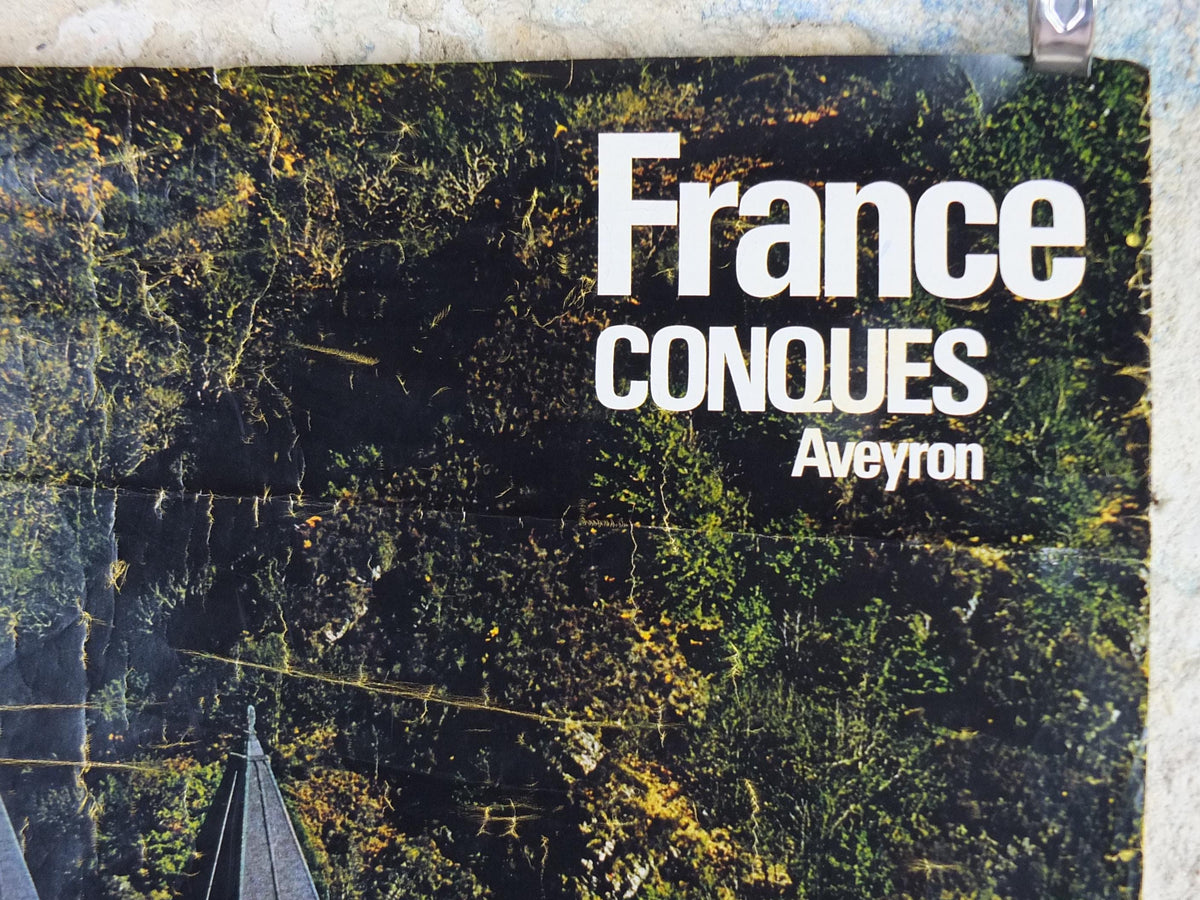 1974 Conques Travel Poster, Occitania Languadoc Roussillon, France, printed by French Government, travel tourism, wall art decor