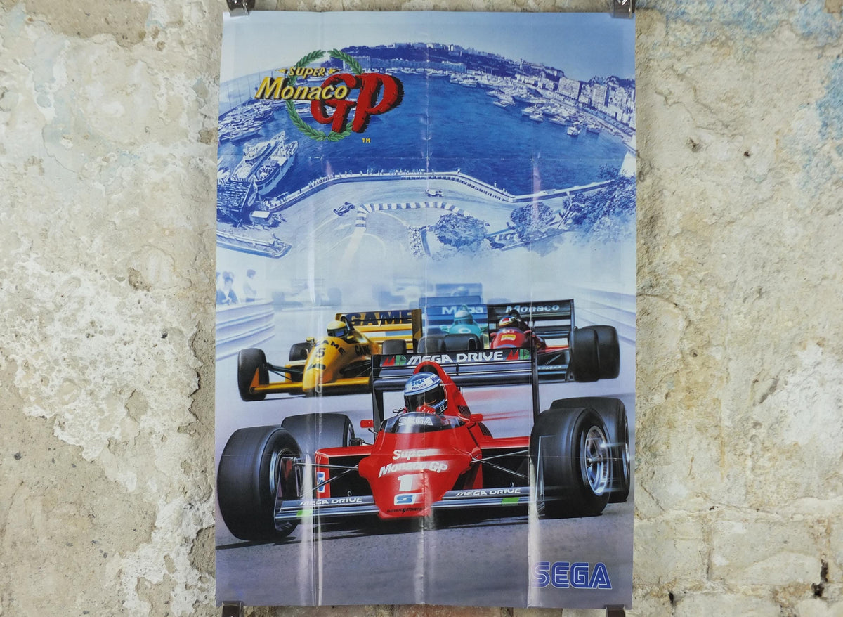1989 SEGA Super Monaco GP Poster, original vintage racing poster from arcade game from SEGA, advertising print wall, art retro decor