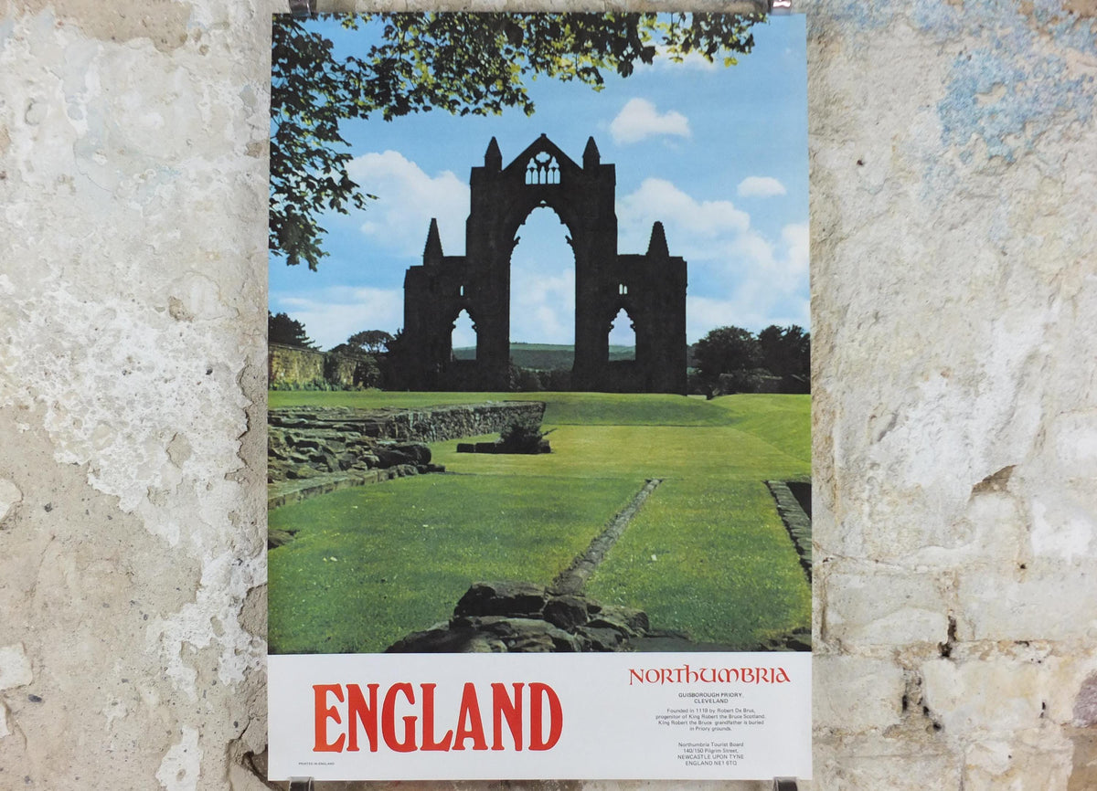 1970s Guisborough Priory Poster, Cleveland, Newcastle Upon Tyne, Northumbria Tourist Board, England, United Kingdom, travel wall art decor